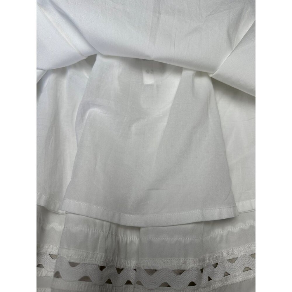 J.Crew Skirt Women L White Eyelet Scalloped Hem Mini Flared Cotton Old Money - Picture 6 of 13
